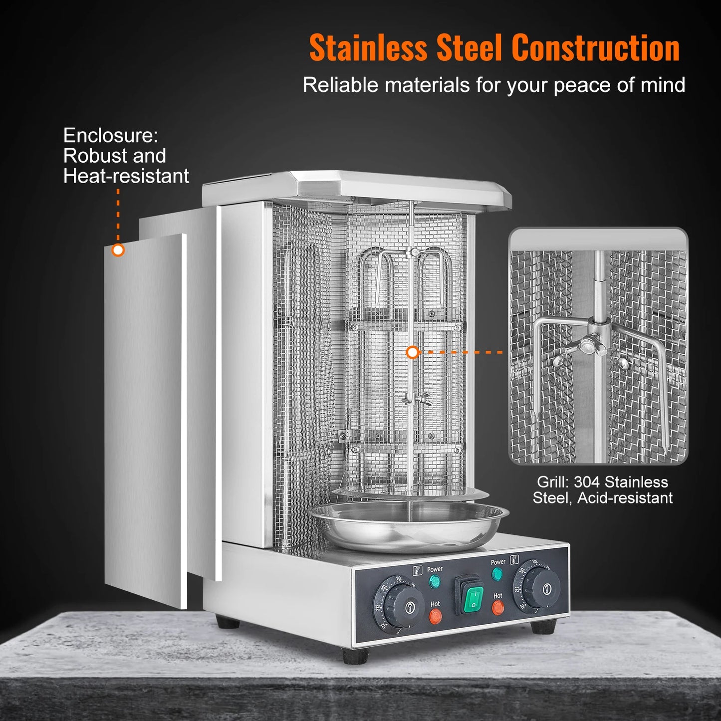 SucceBuy Shawarma Grill Machine Electric Vertical Rotisserie