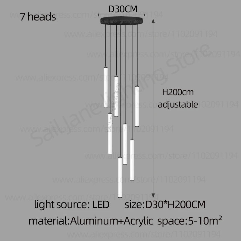 CAMPEGGI LED Long Line Chandelier Staircase Pendant Lamp