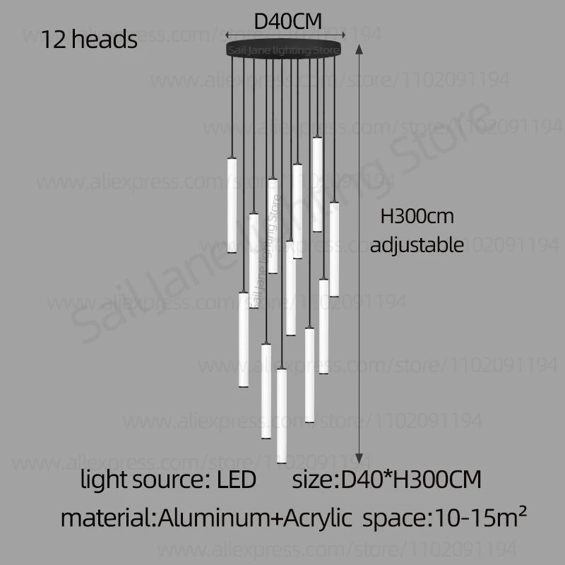 CAMPEGGI LED Long Line Chandelier Staircase Pendant Lamp