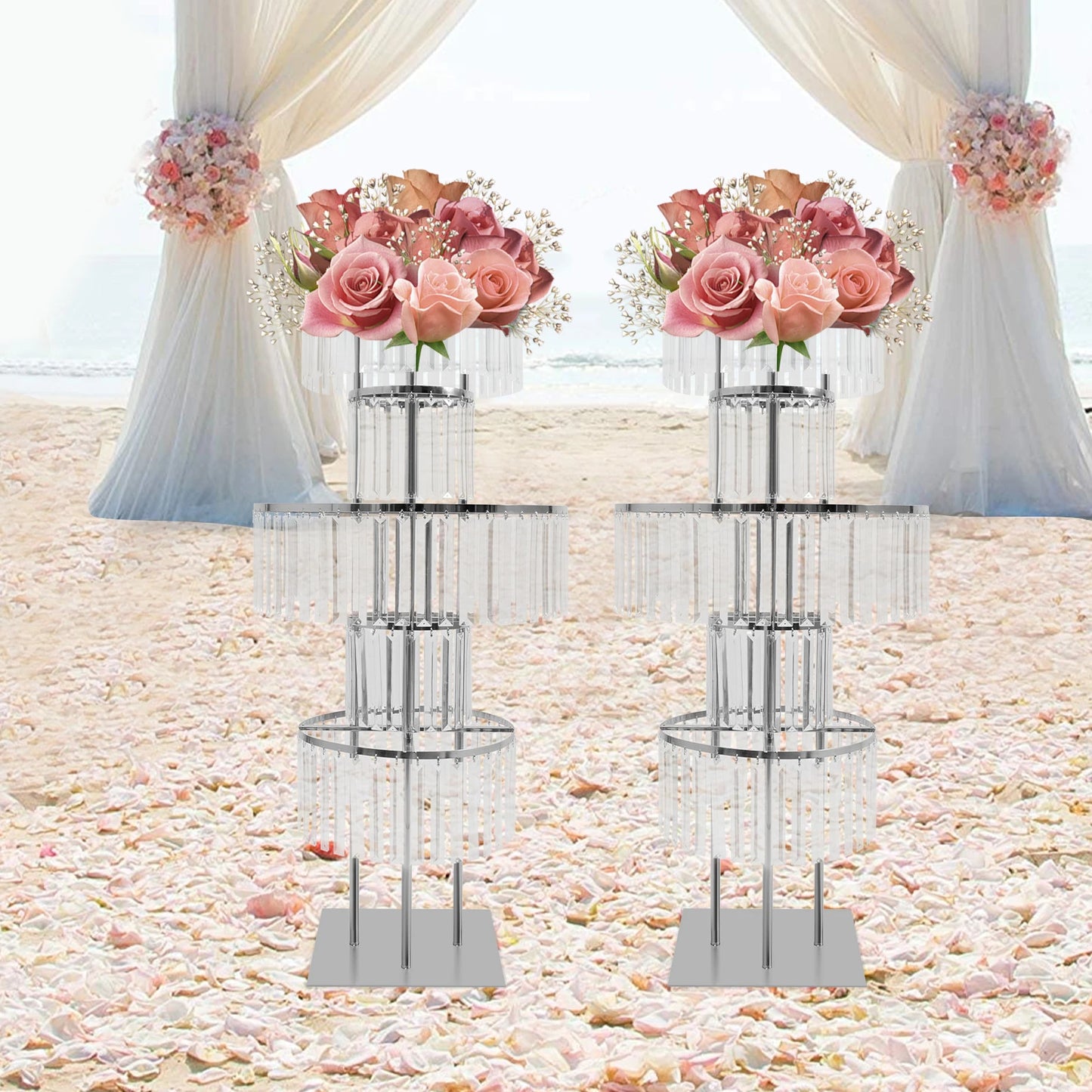 Five-Tier Crystal Flower Stand Wedding Centerpiece Display