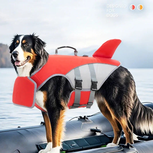 Dog Life Jacket Shark Fin Safety Vest, Adjustable For Pool