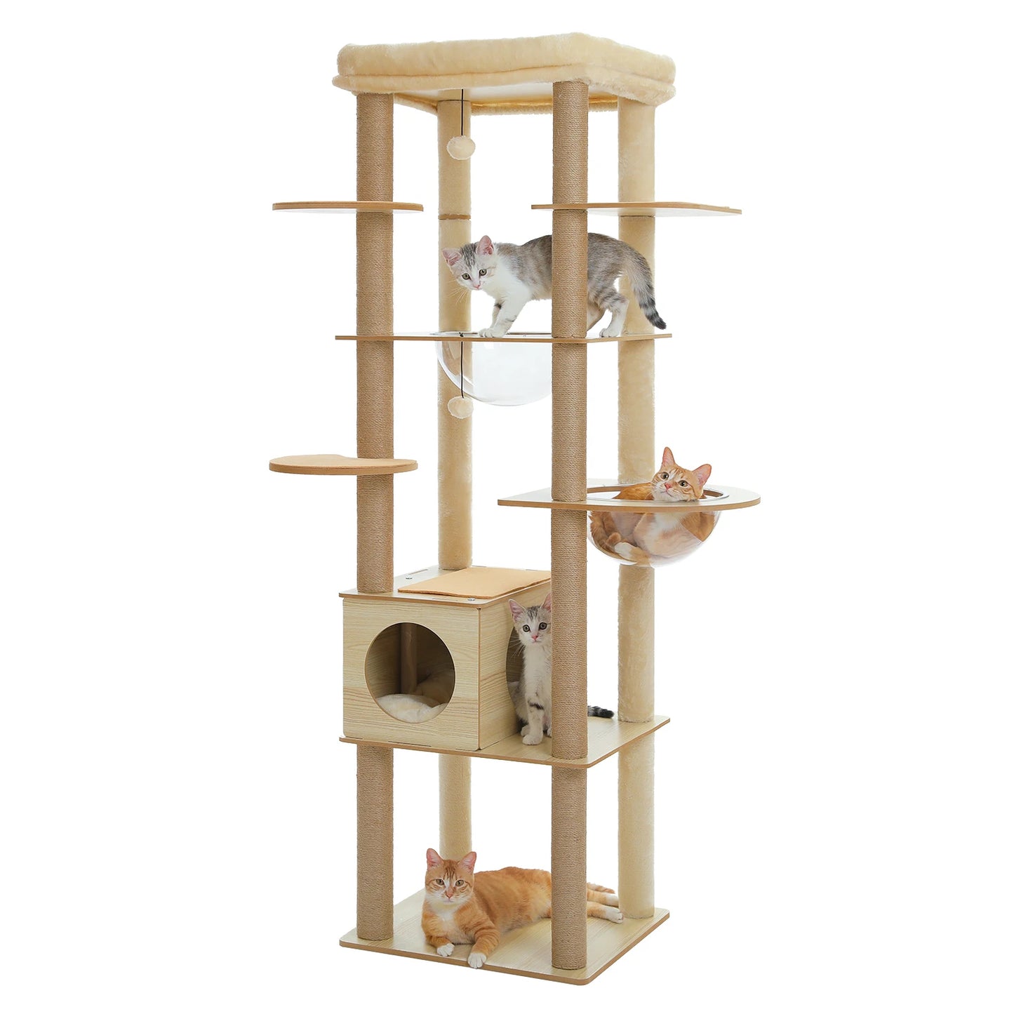PAWZ Ro Multi-Level Wood Cat Tree With Scratching Posts