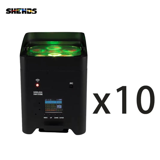 SHEHDS Wireless Battery Par Lights With Flight Case RGBWA UV
