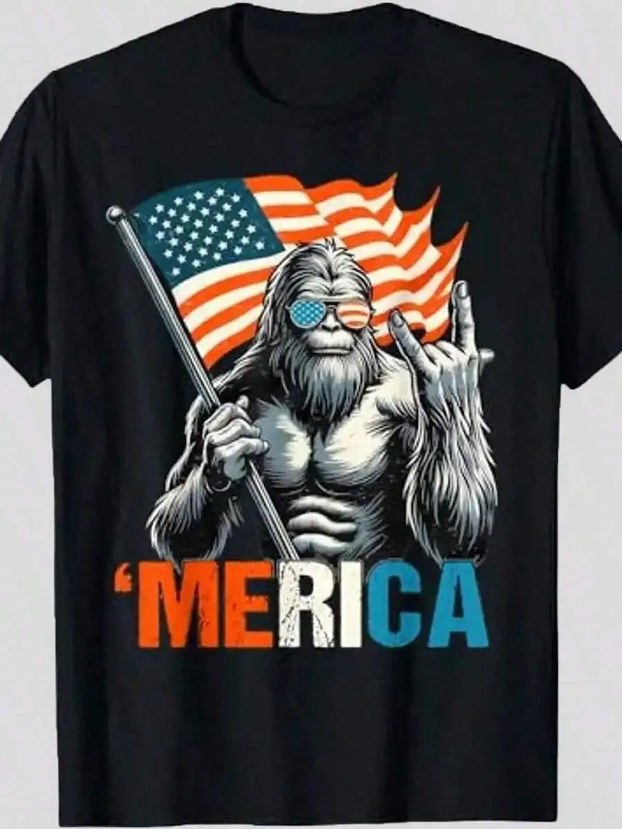 Mens Patriotic Graphic Cotton Short Sleeve Shirt