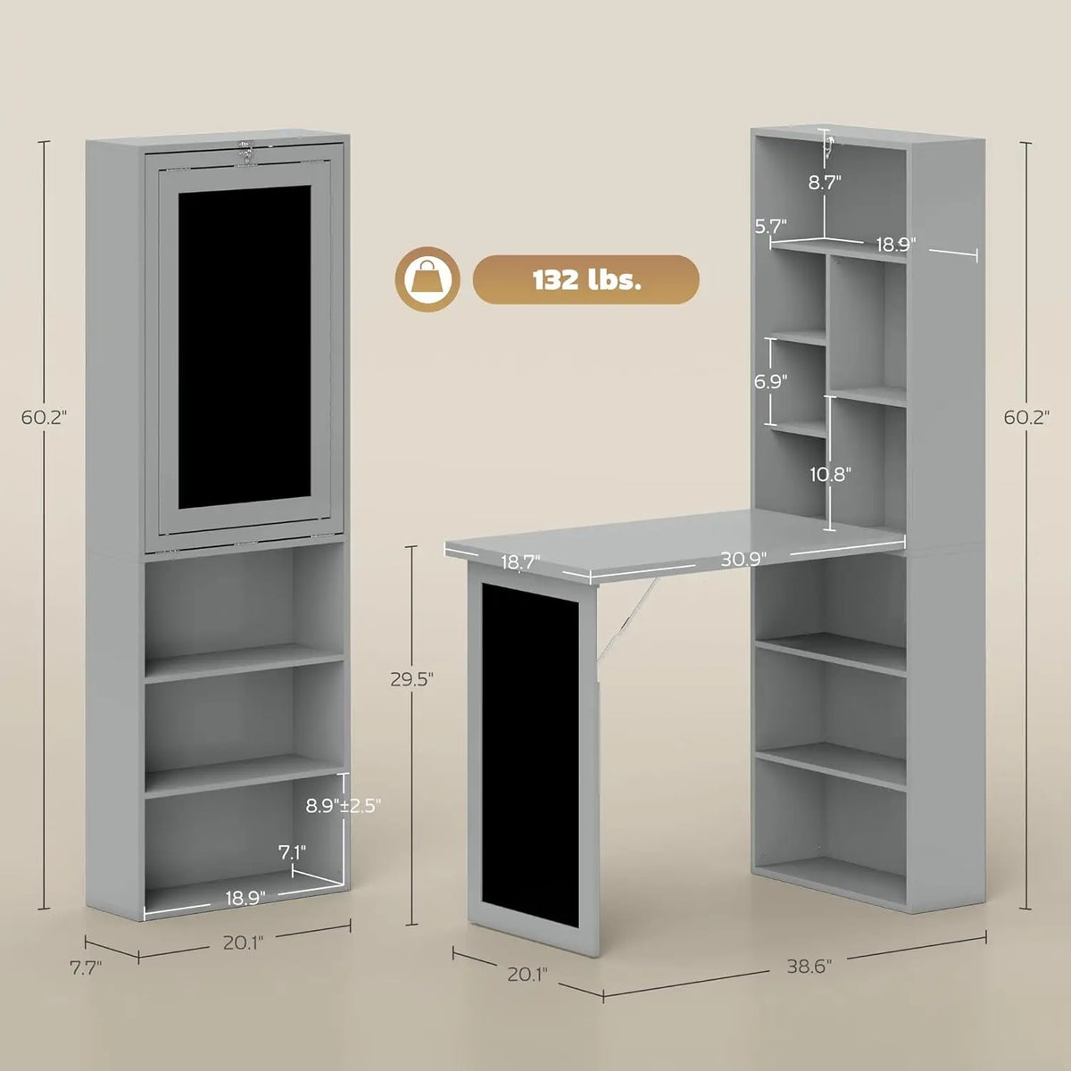 Zhendai Foldable Convertible Writing Table With Blackboard Shelf