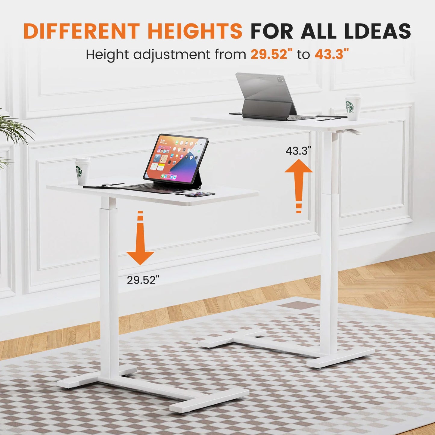 JHK Overbed Bedside Sofa Table With Height Adjustable Desk