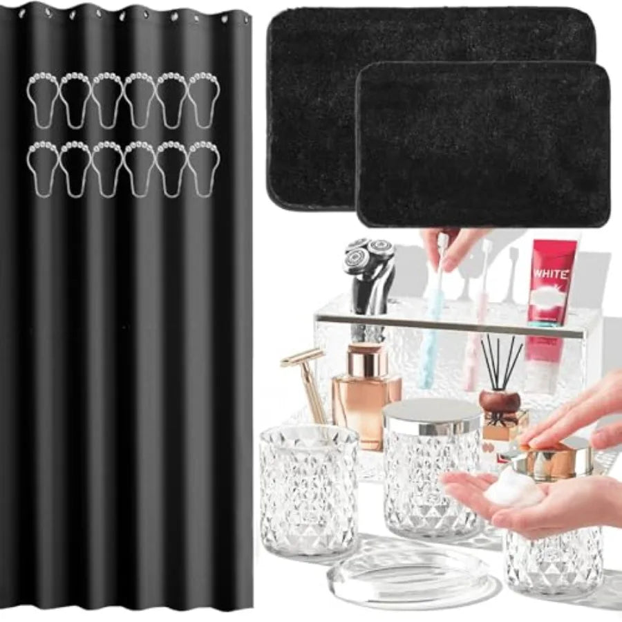 Glass Bathroom 5Pcs Crystal Set Foaming Soap Dispenser
