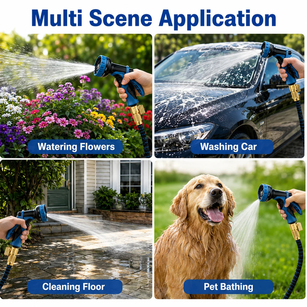 Expandable Retractable Garden Hose With 8 Spray Modes