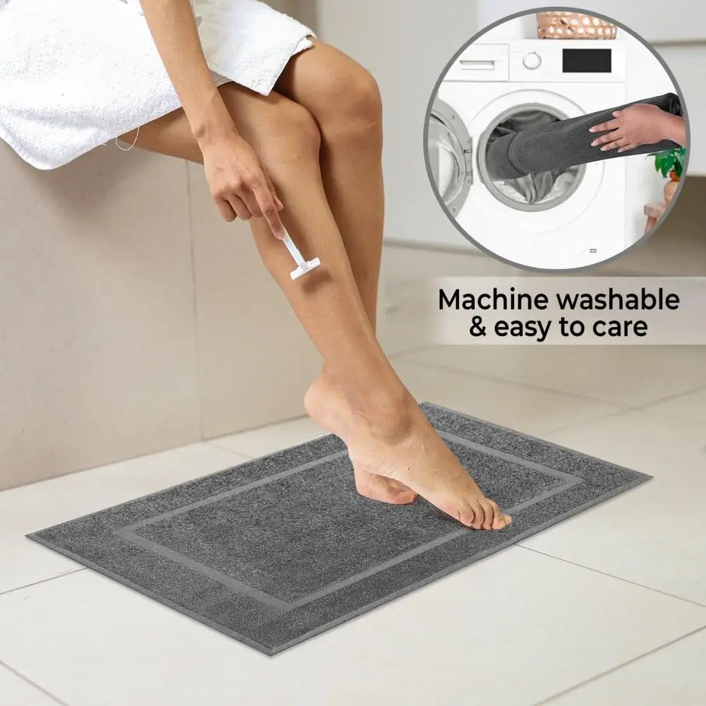 Bath Mat Set Cotton Absorbent Spa Shower Mats Pack 2