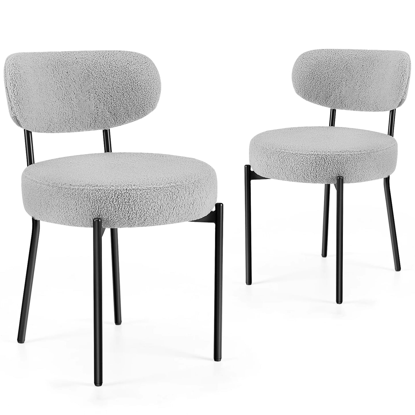 JHK Set Of 2 Ergonomic Round Dining Chairs
