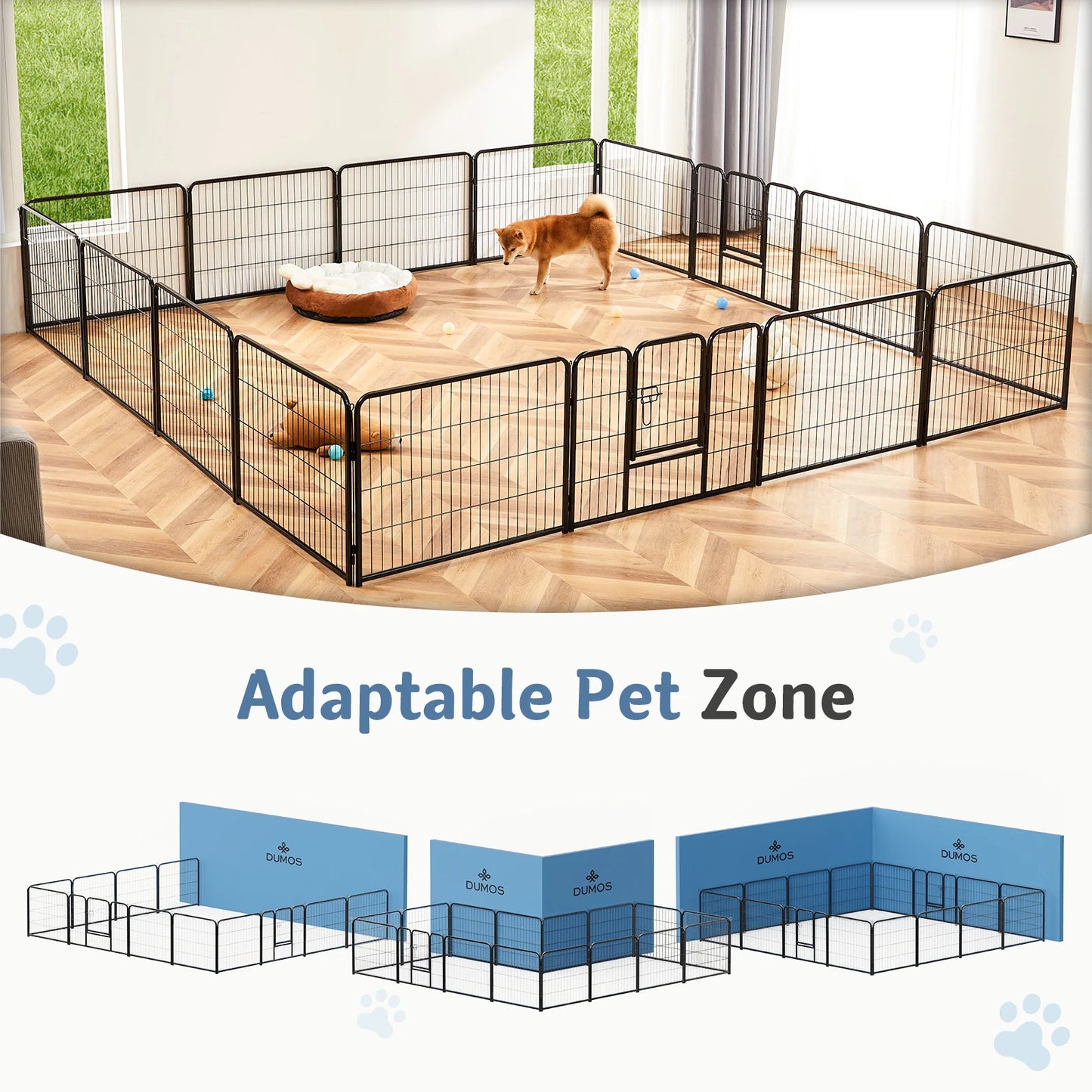 JHK 16 Panel Dog Playpen Metal Fence Indoor Outdoor Use