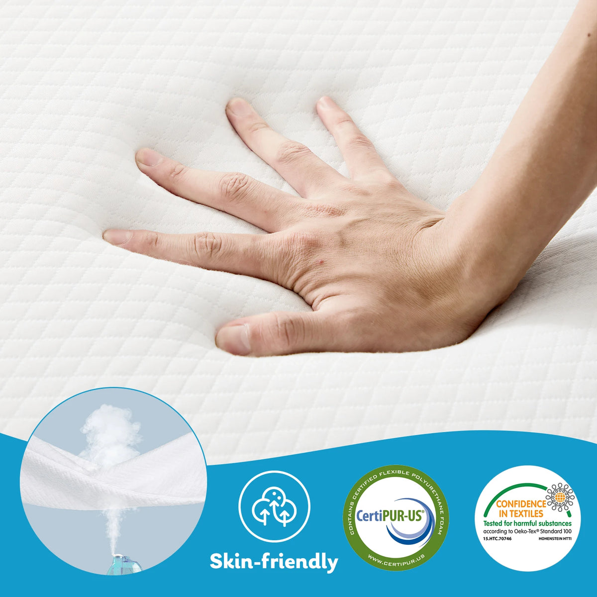 JHK Three Fold Portable Floor Bed With Memory Foam