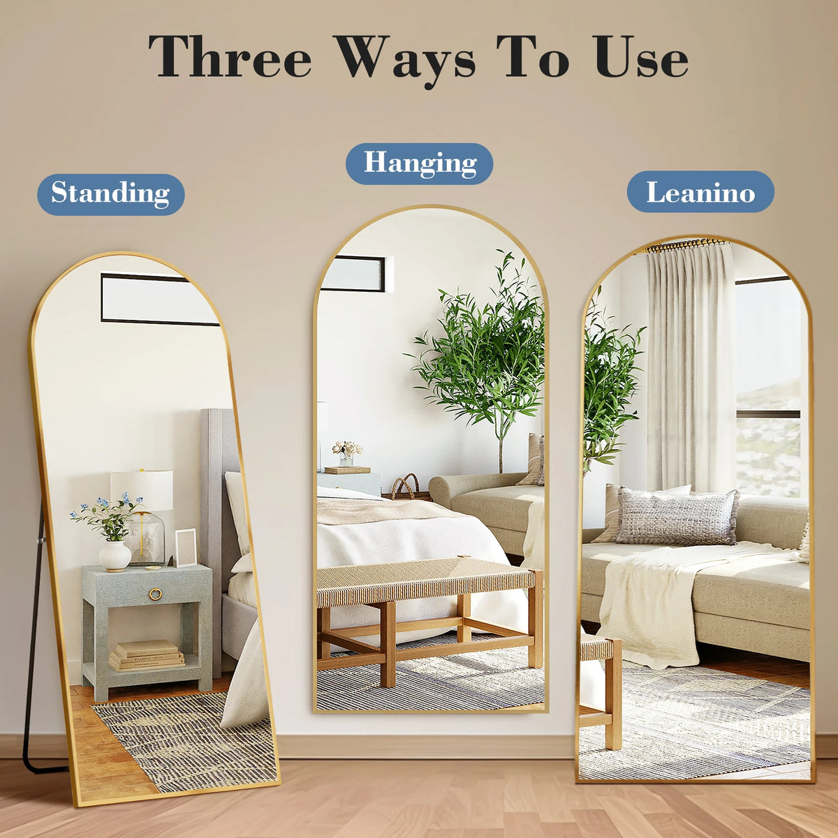 JHK Full Length Mirror With Aluminum Frame And Stand