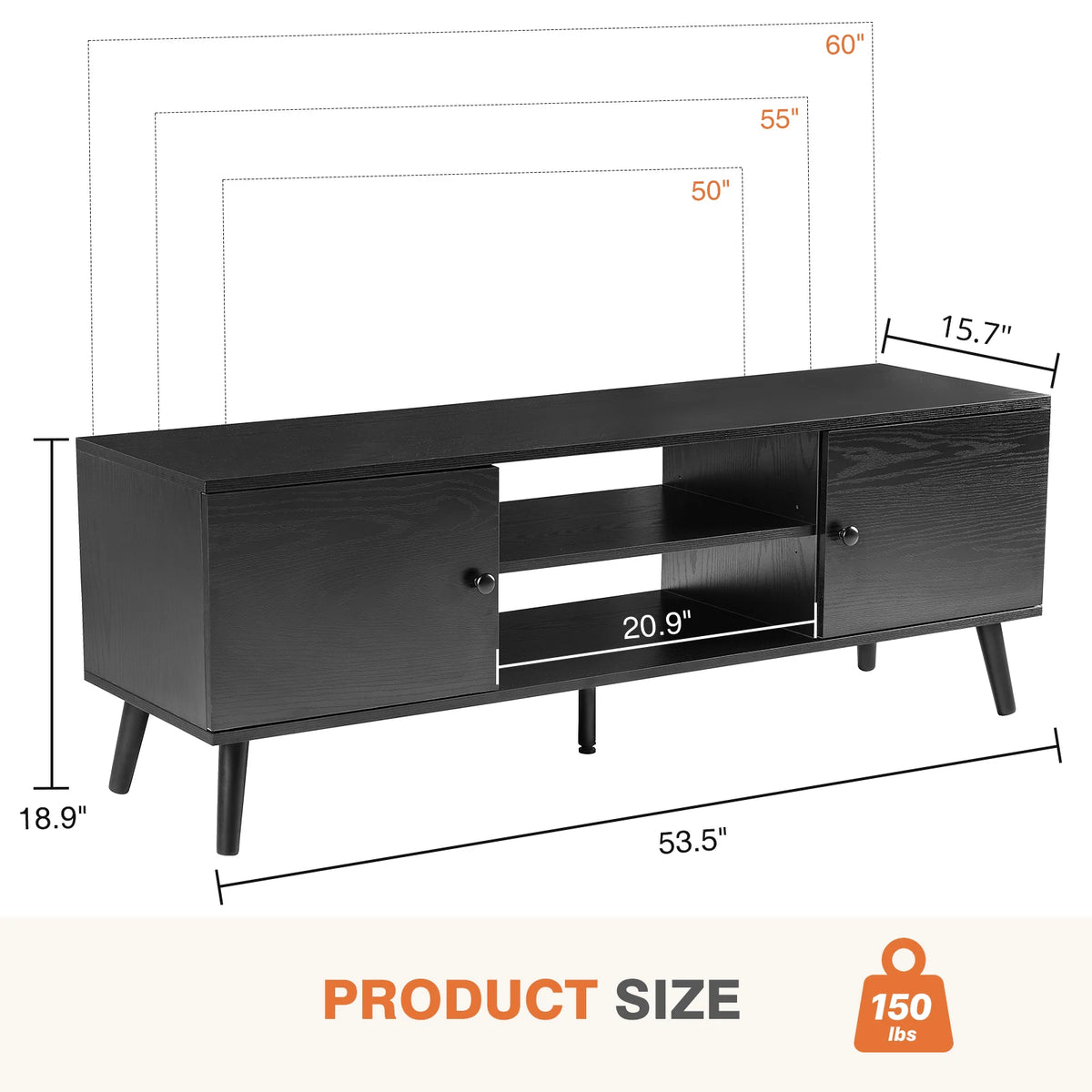 JHK Wooden Fireplace TV Stand With Storage Cabinet