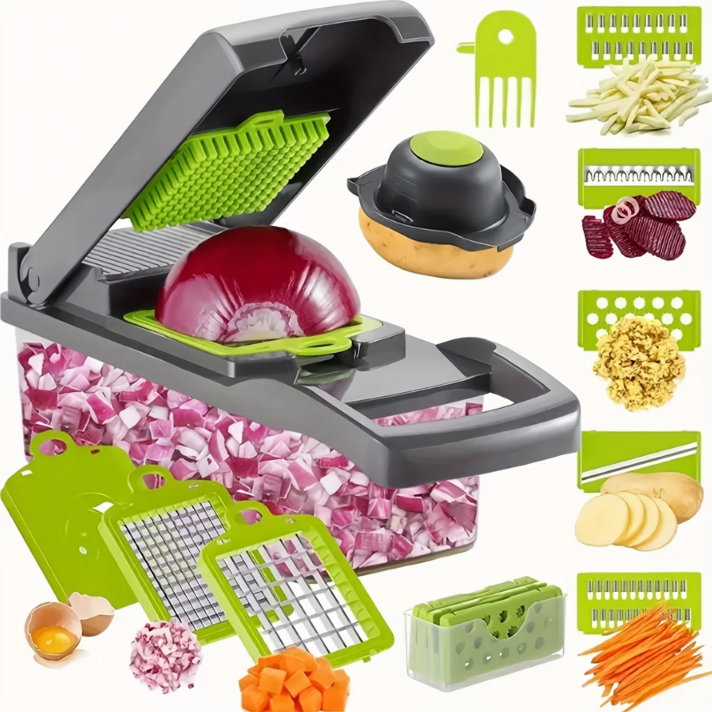 Upwork 16 In 1 Manual Vegetable Chopper With 8 Blades
