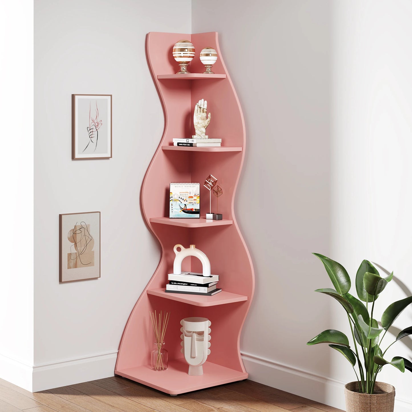 Tribesigns 5 Tier Corner Shelf Wall Bookcase Plant Stand