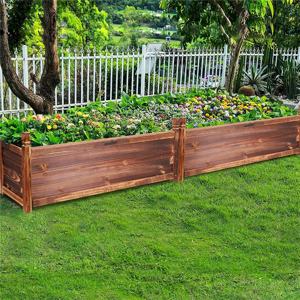 Outdoor Wooden Raised Garden Bed for Flowers and Vegetables