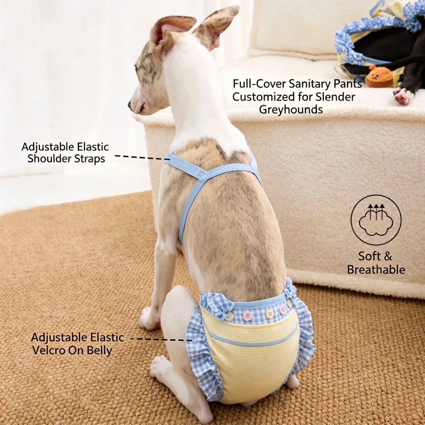 Soft Cotton Full Coverage Dog Jumpsuit For Female Dogs