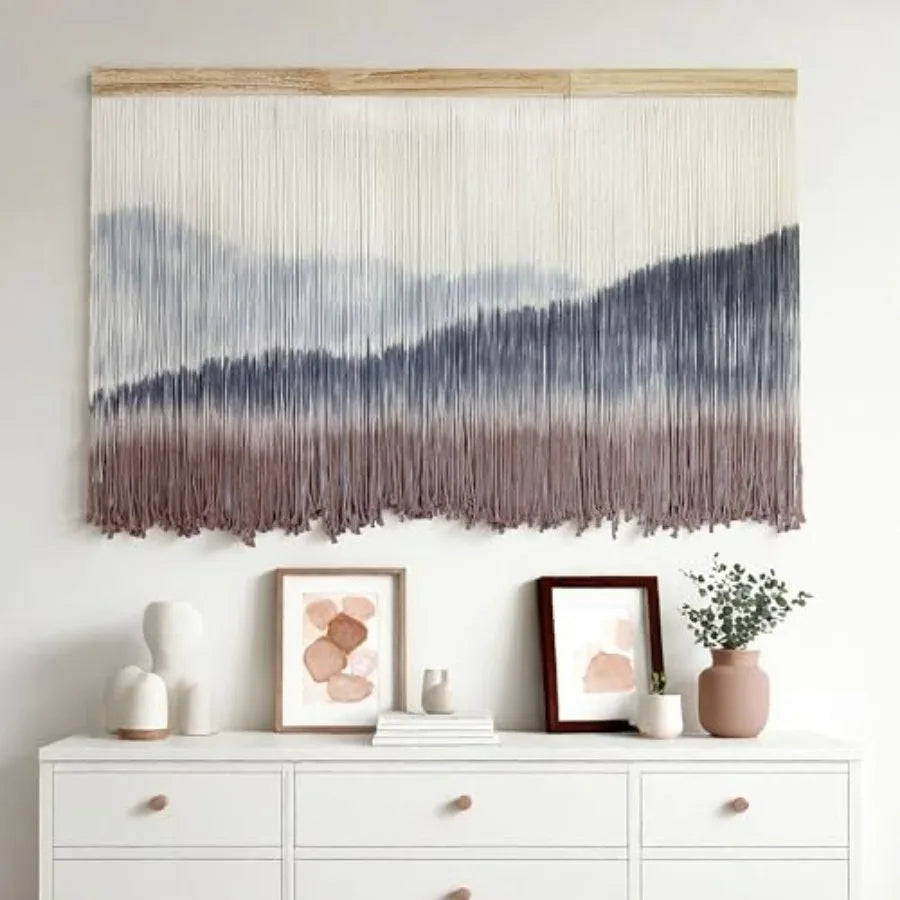 Macrame Wall Hanging Mountain Dip Dye Cotton Tapestry