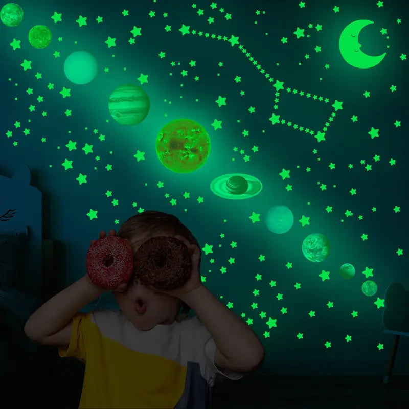 Nine Planets Glow In The Dark Wall Sticker Set