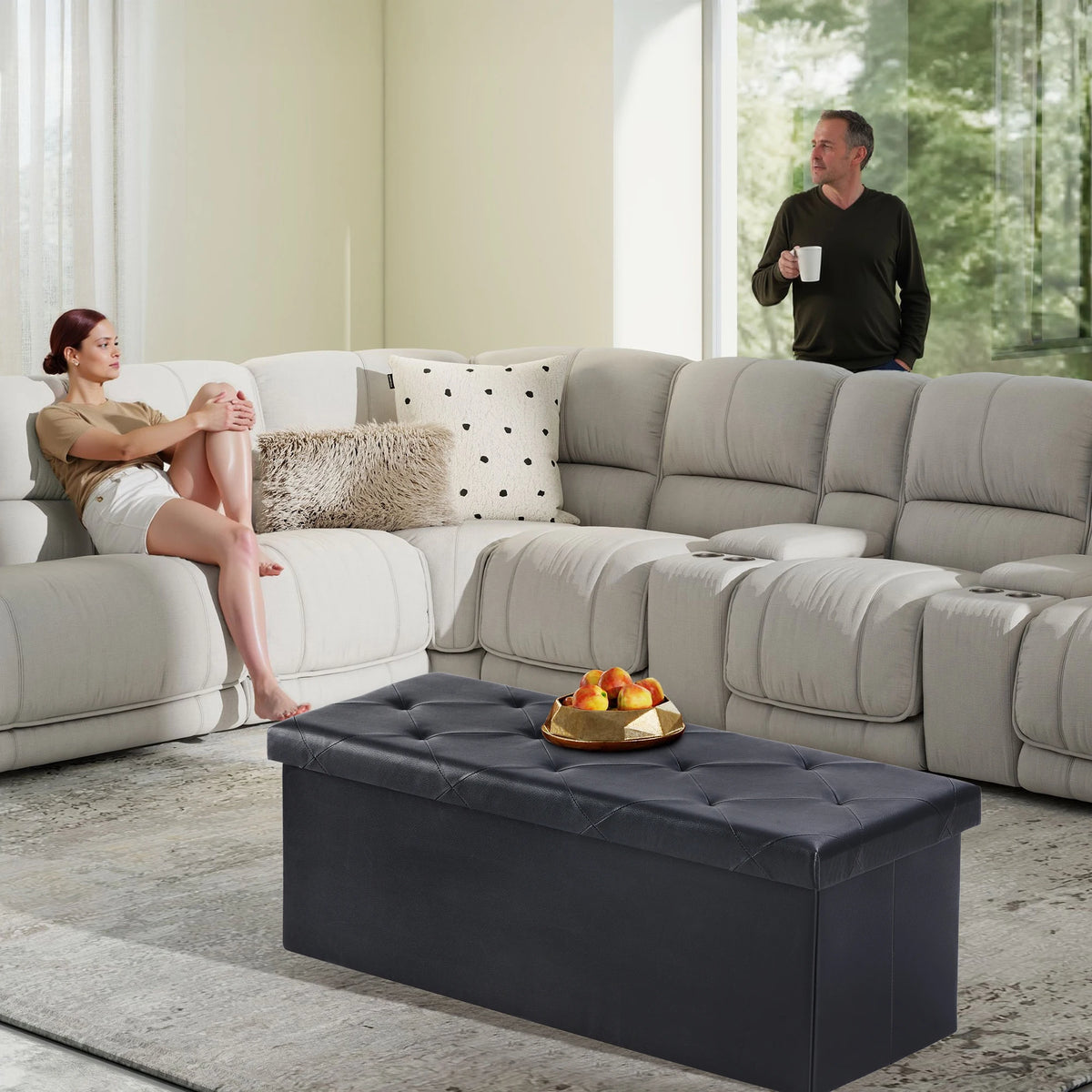 JHK Modern Storage Ottoman Bench Footrest