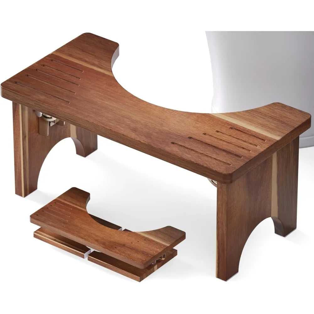 XIUWO Acacia Wood Foldable Squat Stool Non Slip For Adults