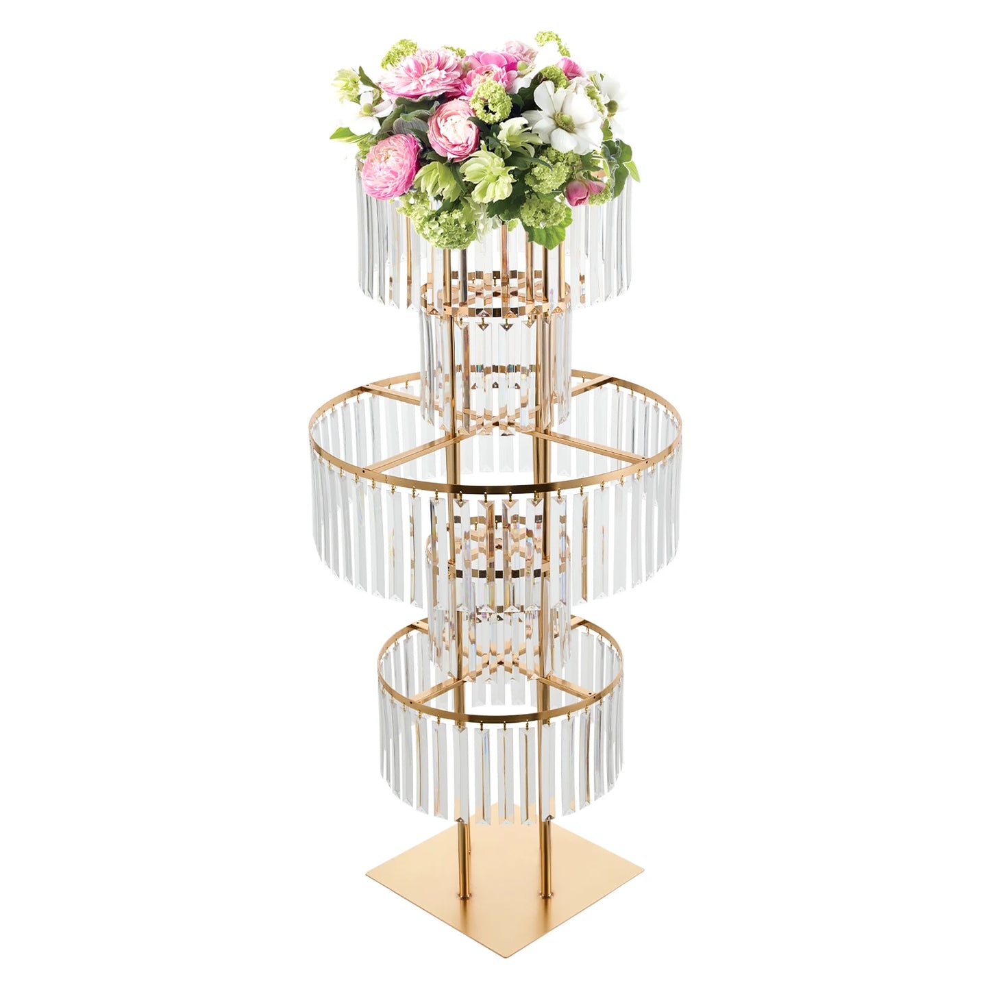 5 Tier Wedding Flower Stand Crystal Style Iron Acrylic