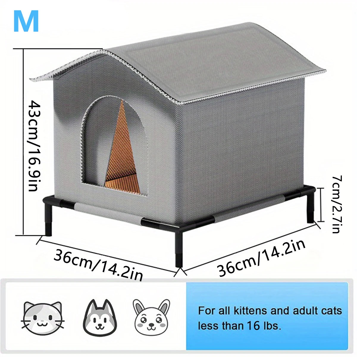 CWV Outdoor Cat House With Mat Waterproof Shelter