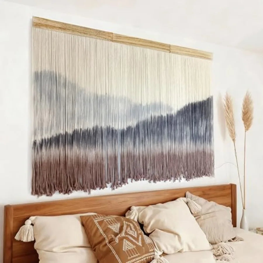 Macrame Wall Hanging Mountain Dip Dye Cotton Tapestry