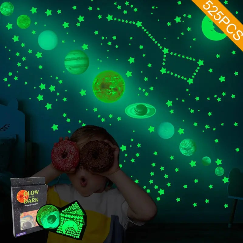 Nine Planets Glow In The Dark Wall Sticker Set