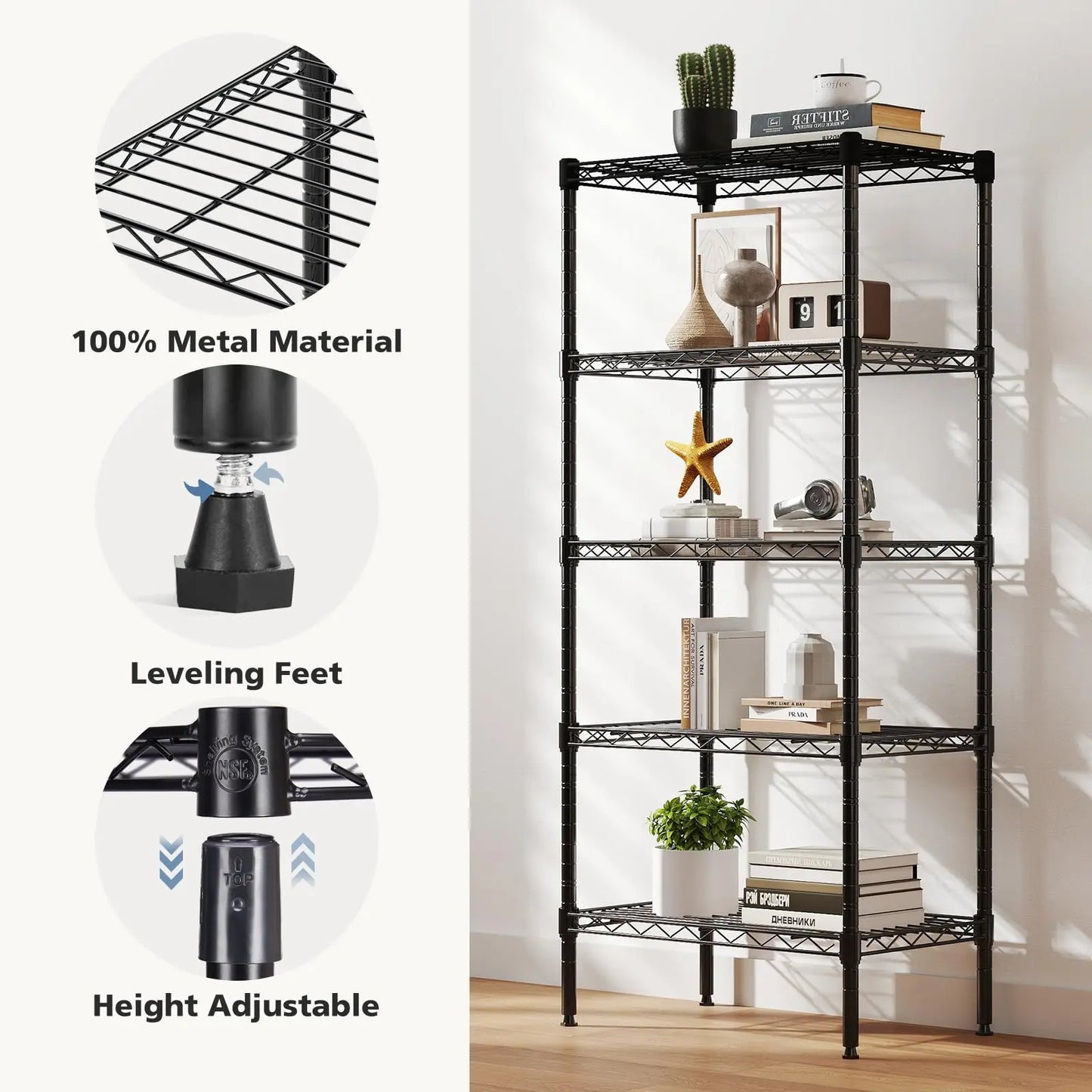 JHK Heavy Duty Metal Wire Storage Shelves Adjustable