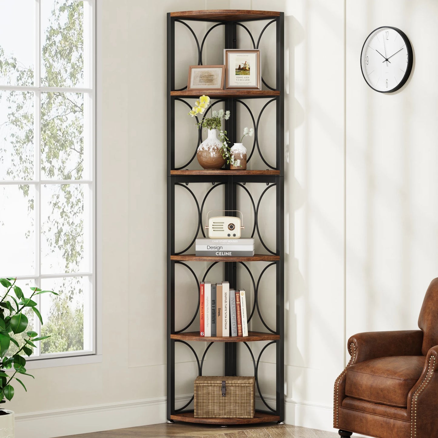 Tribesigns 6 Tier Tall Corner Shelf Storage Rack