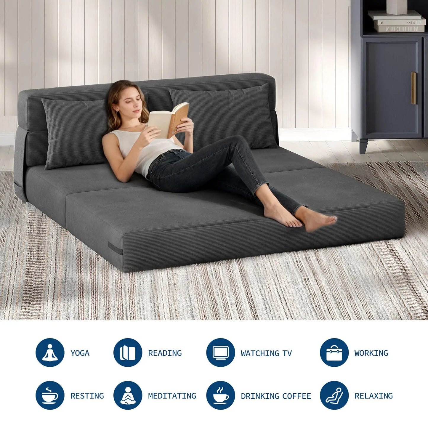 HobbyLane 4-in-1 Folding Sofa Bed With Pillow