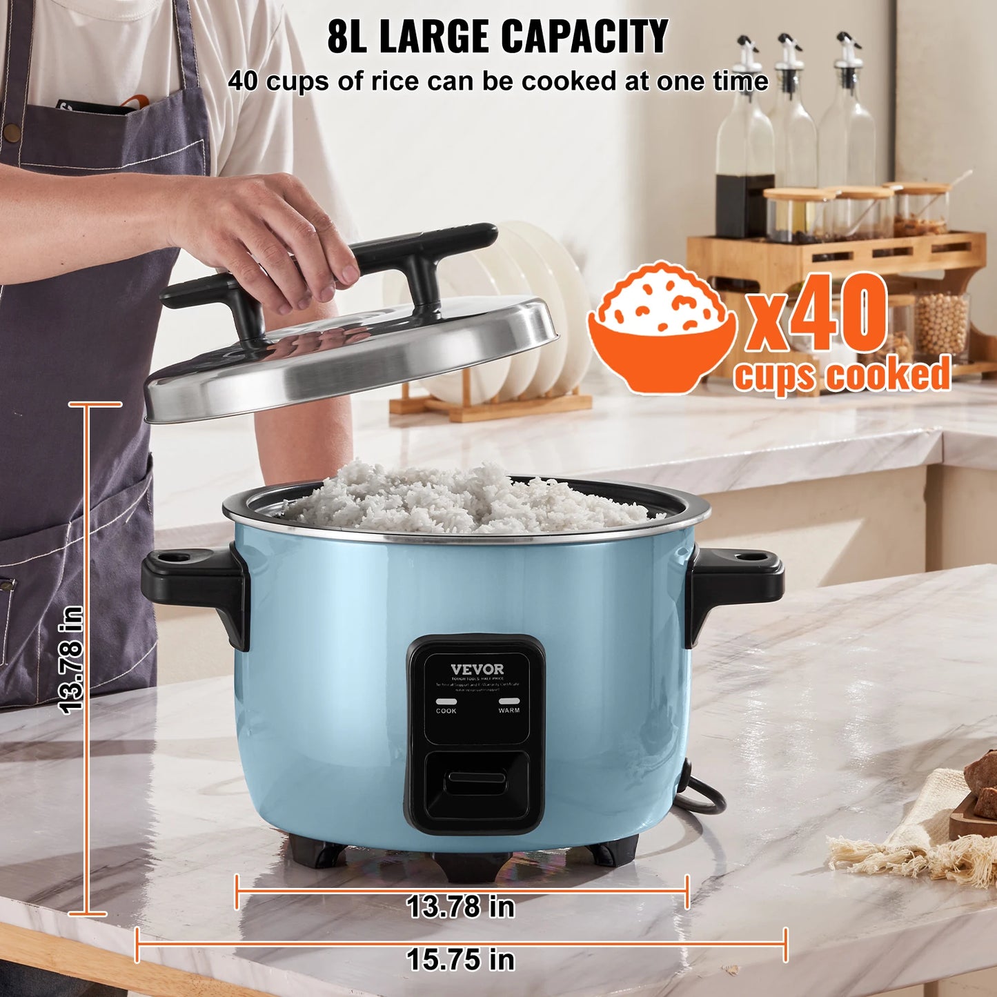 VEVOR Rice Cooker With Aluminum Nonstick Inner Pot Buffet