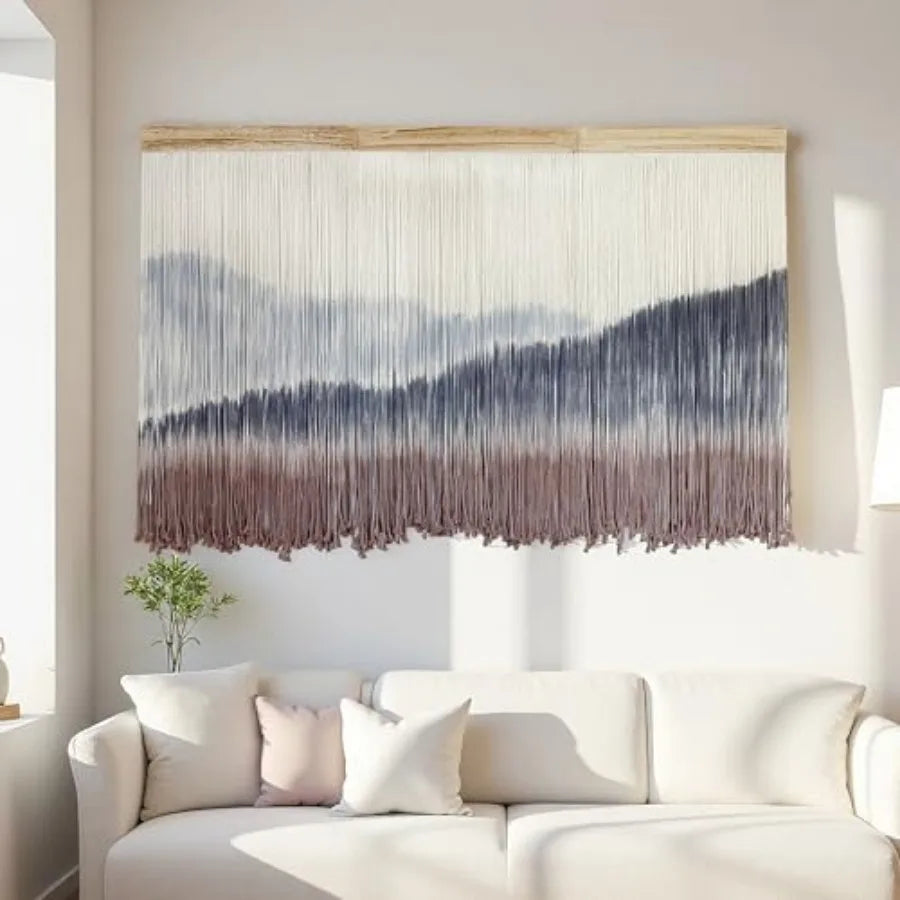 Macrame Wall Hanging Mountain Dip Dye Cotton Tapestry
