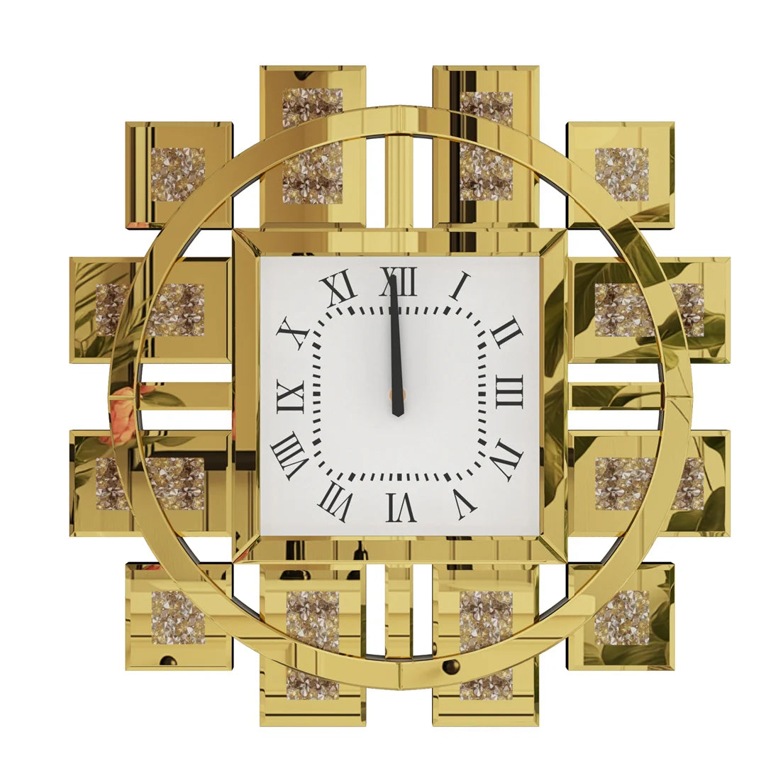 Decorative Wall Clock With Crushed Diamond Crystal Inlay