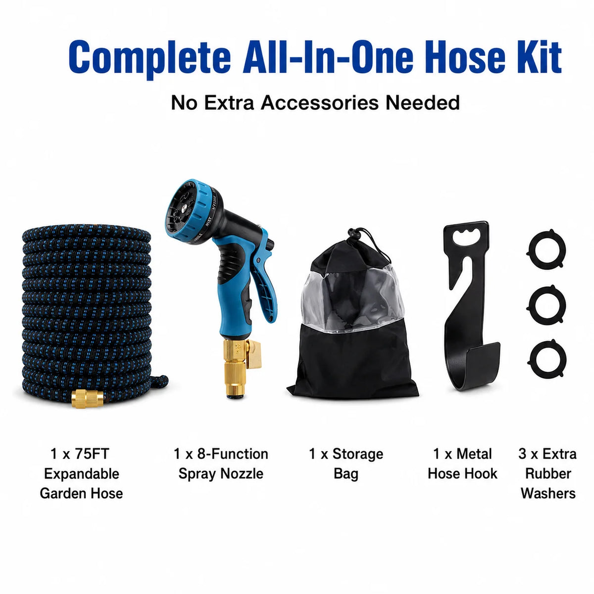 Expandable Retractable Garden Hose With 8 Spray Modes