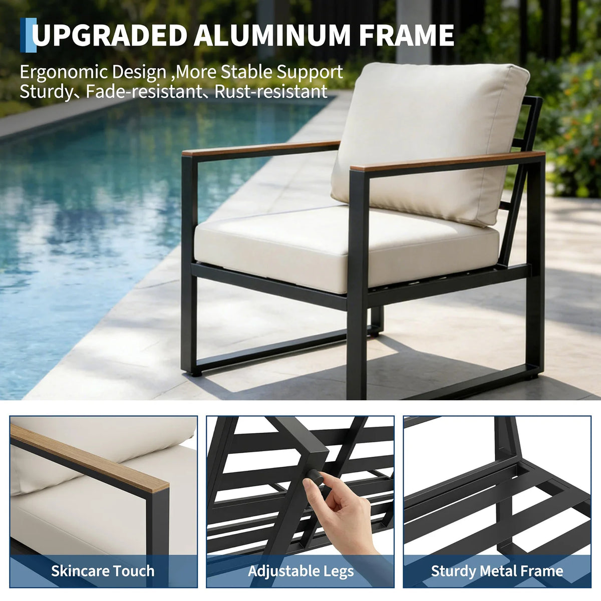 HobbyLane Modern 4-Piece Outdoor Patio Sectional Sofa With Coffee Table