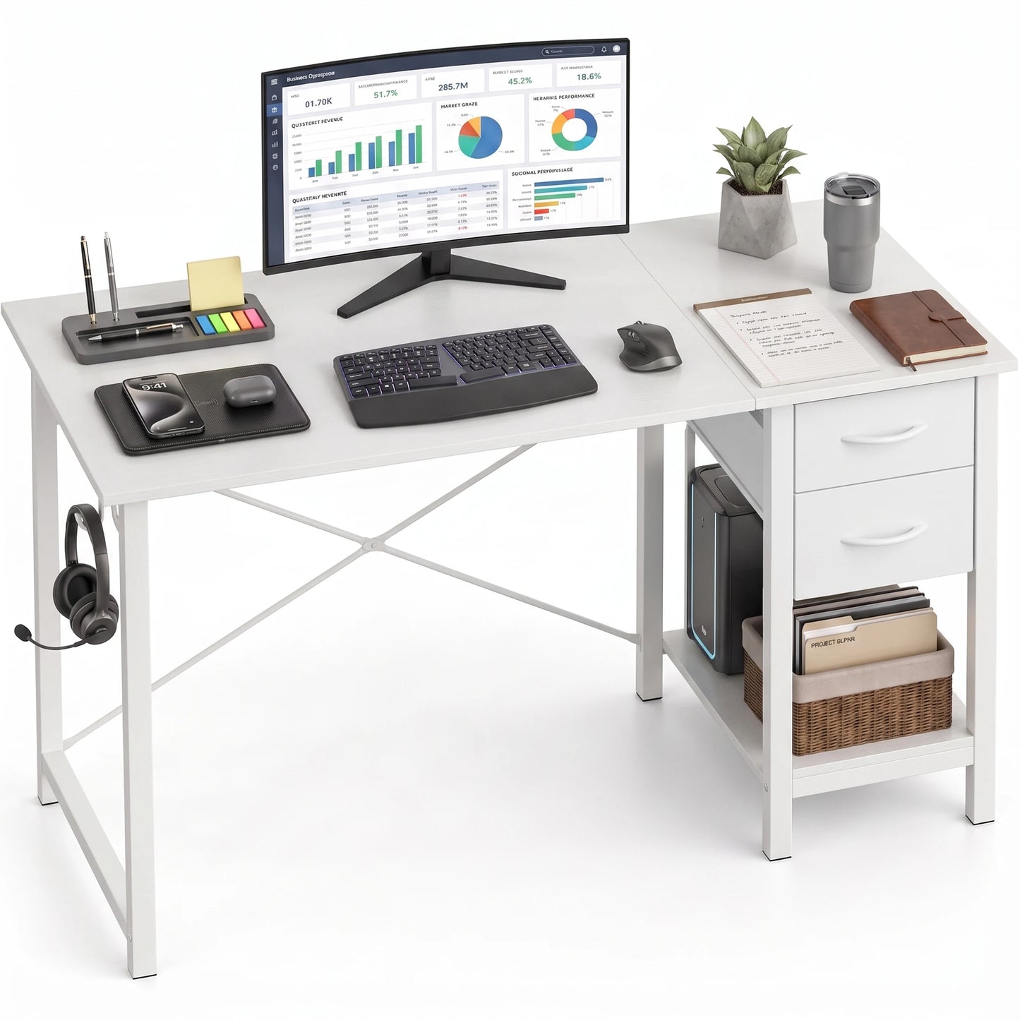 MCQ Standing Office Desk With Drawers And Storage