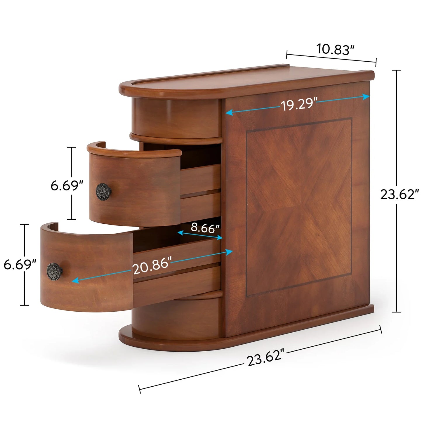 Tribesigns End Table Round Solid Wood Nightstand With Drawer