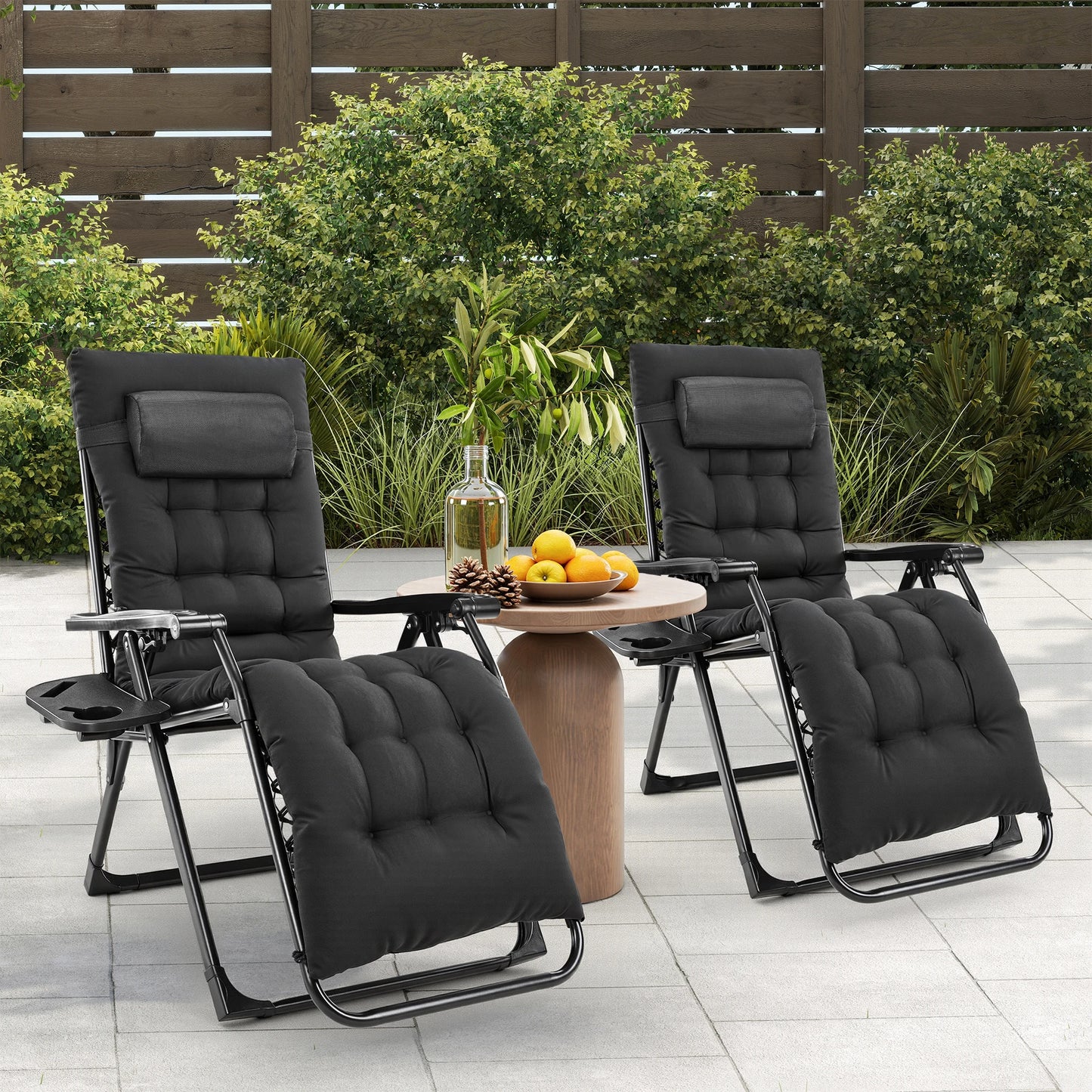 JHK Zero Gravity Recliner Folding Patio Lounge Cup Holder