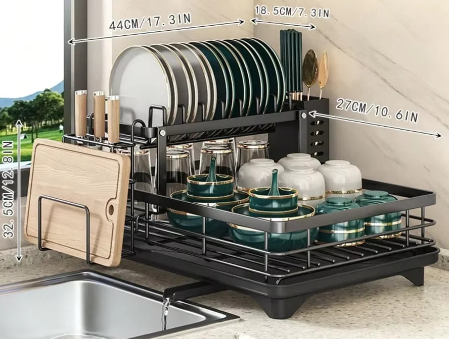 Carbon Steel Double Layer Cutlery Drain Rack
