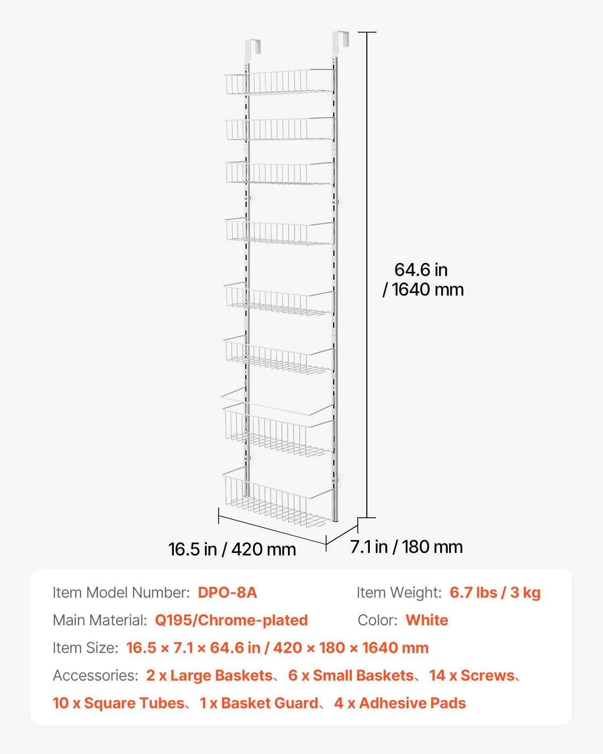 SucceBuy Adjustable Over The Door Pantry Rack