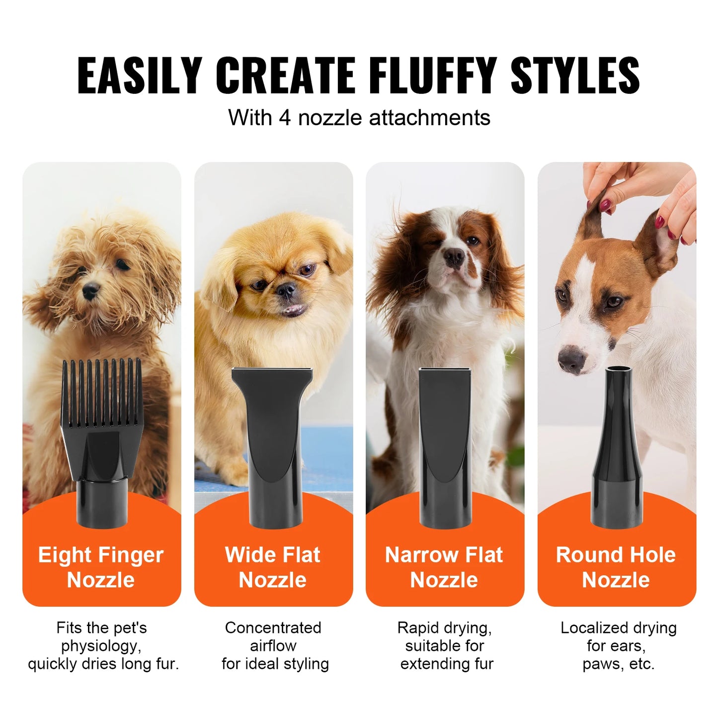 SucceBuy 2000W Dog Blow Dryer With Adjustable Speed And Hose
