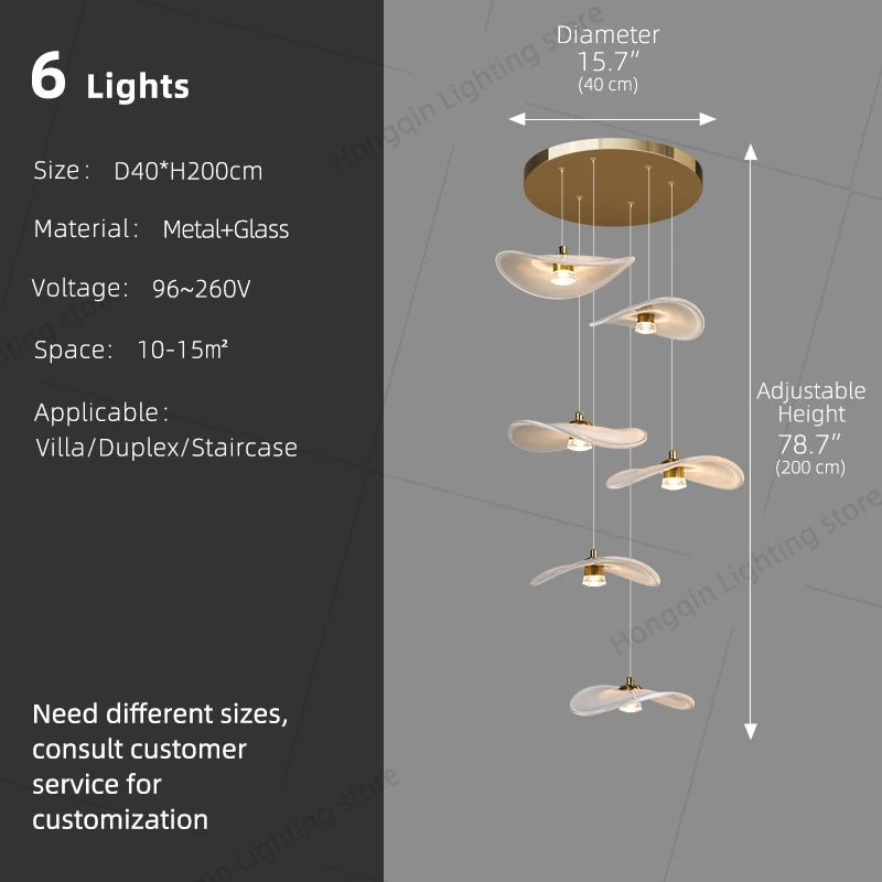 Yingxuan Luxury Staircase Pendant Light Chandelier