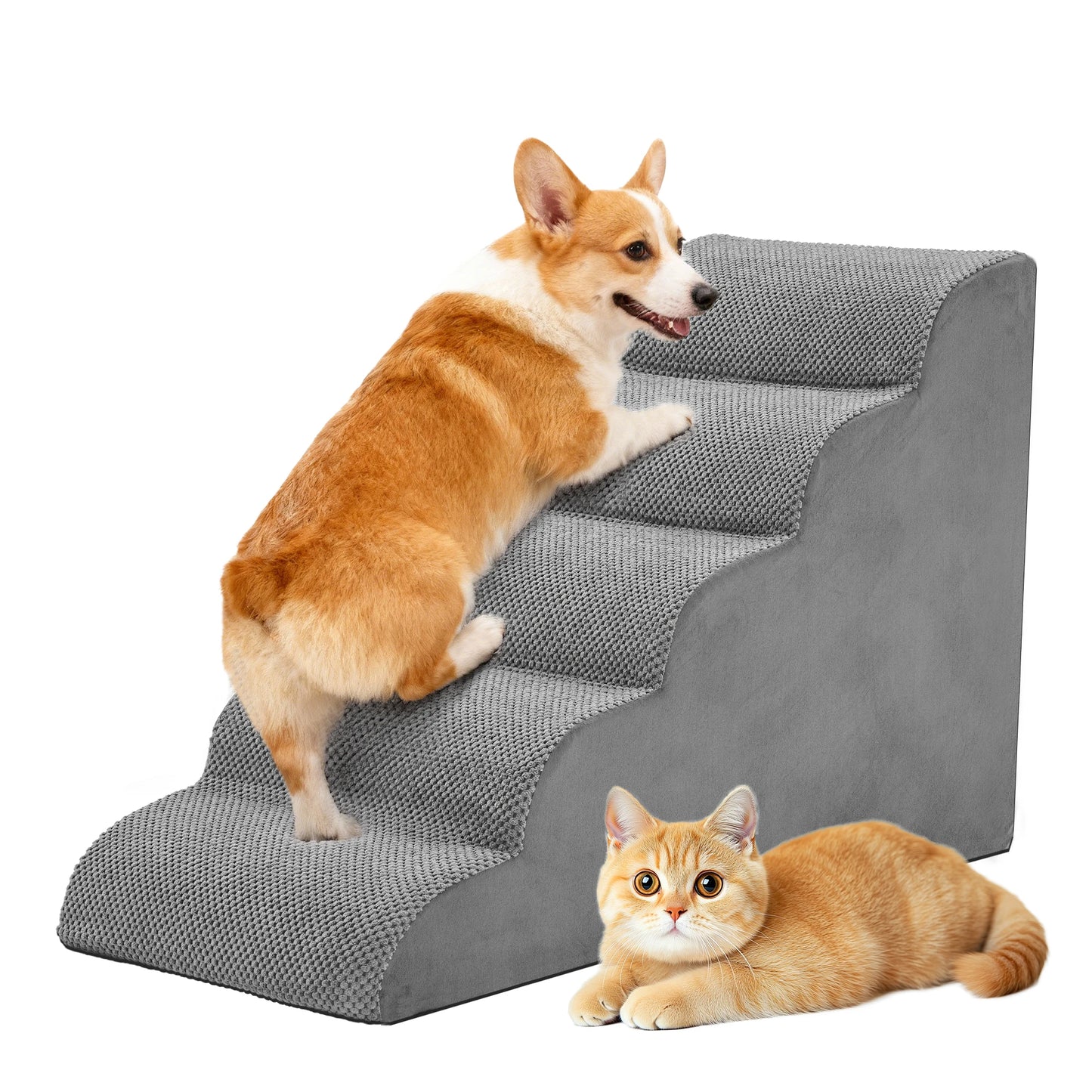 High Density Foam Dog Stairs Ramp Three To Five Steps Curved