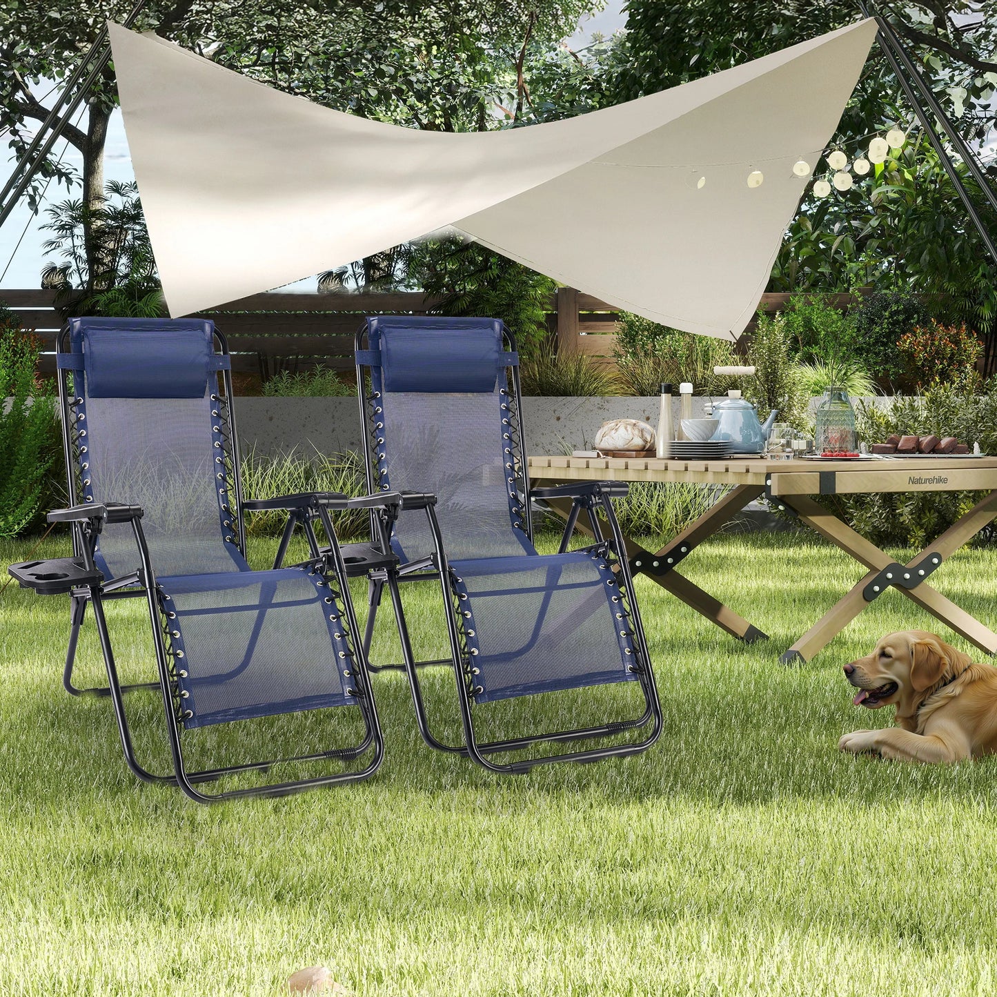 JHK Portable Zero Gravity Recliner Chairs Cup Holder Trays