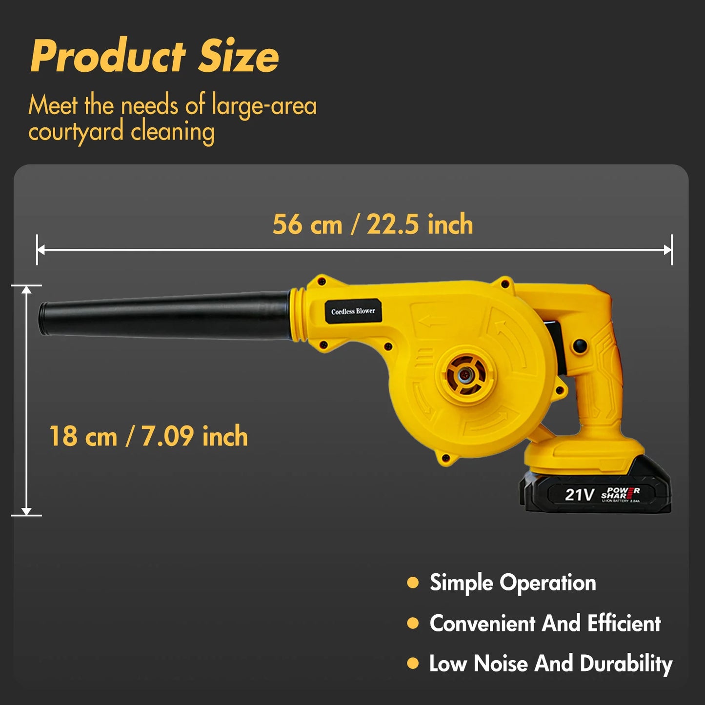 Cordless 21V 2in1 Leaf Blower With 2.0Ah Battery And Charger