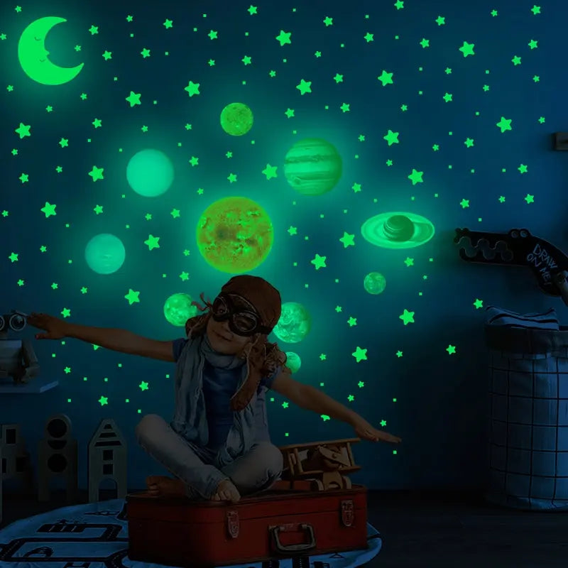 Nine Planets Glow In The Dark Wall Sticker Set