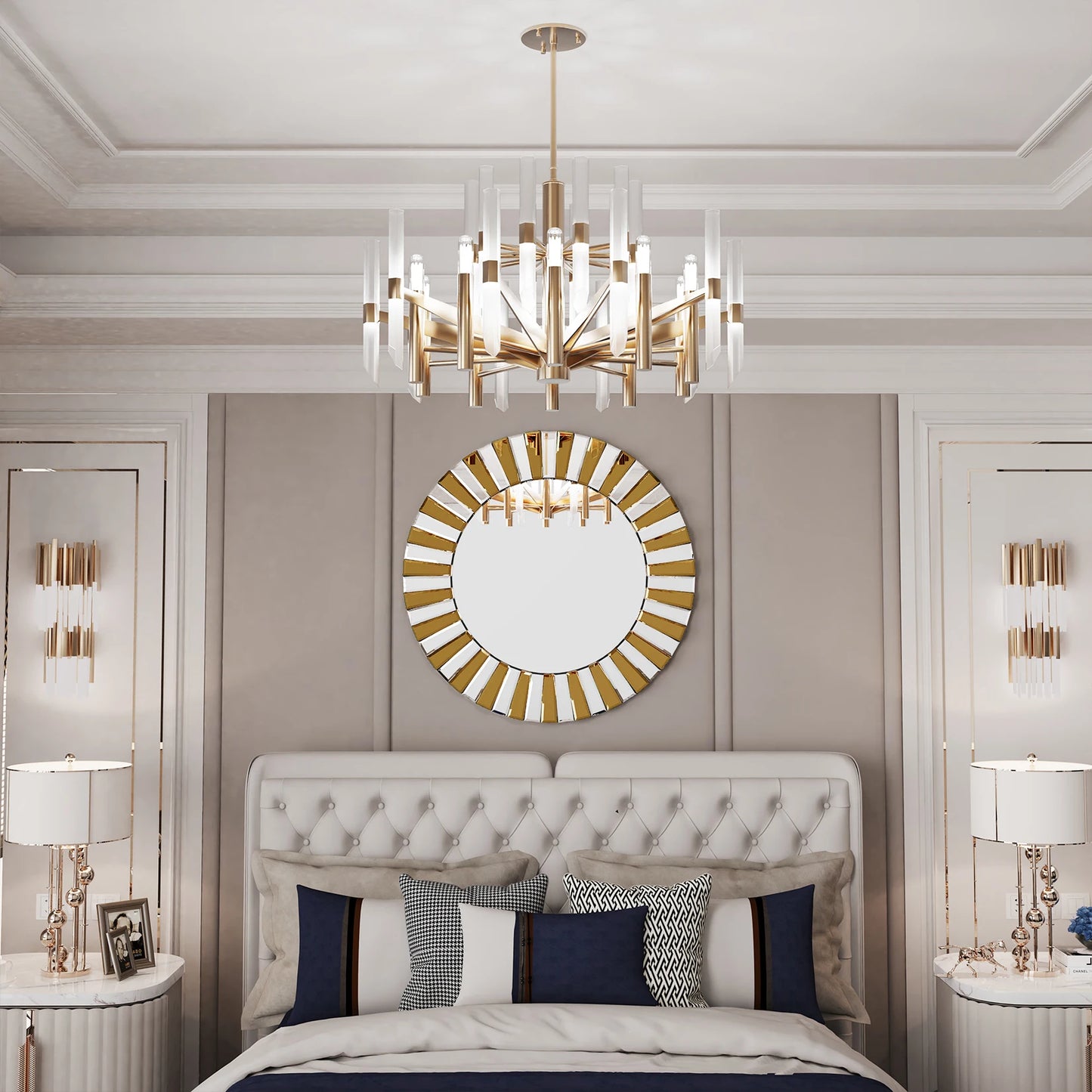 Round Starburst Wall Mirror For Bathroom And Living Room